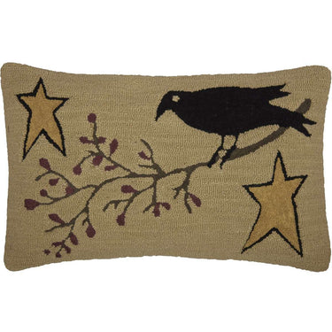 Kettle Grove Crow and Star Hooked Pillow 14